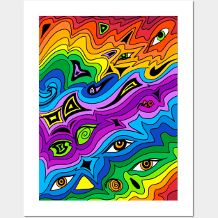 Psychedelic Rainbow Frequency Posters and Art